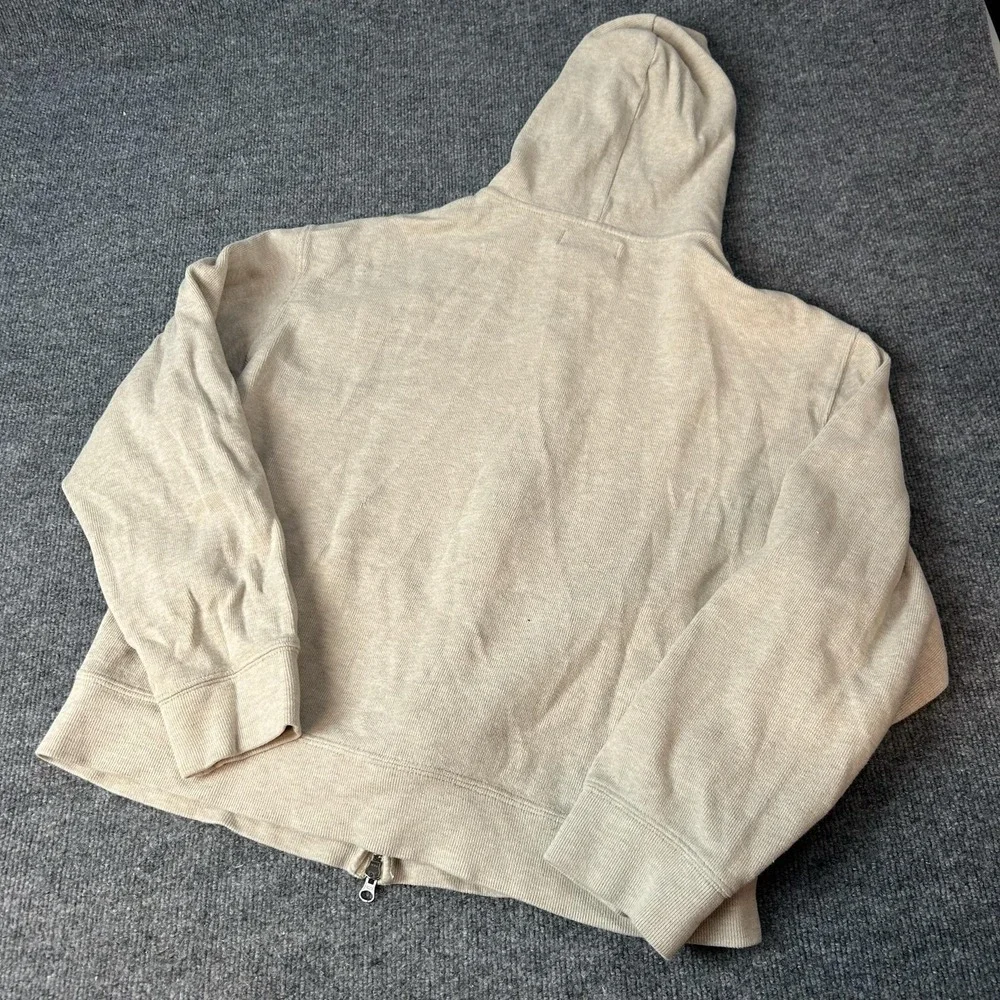 Polo Ralph Lauren Hoodie Mens XL Beige Full Zip Cotton Knit Pony Logo Sweatshirt